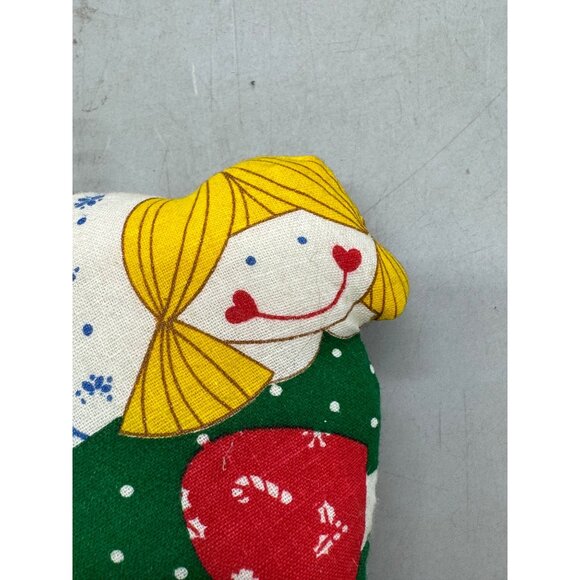 Vintage Handmade Fabric Angel Christmas Ornament candy canes red green 5.5" READ - Picture 8 of 9